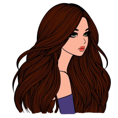 realistic girl with long realistic hair