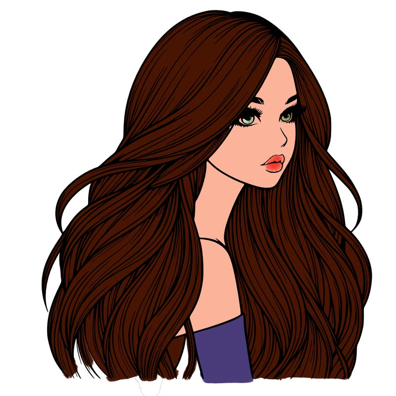 realistic girl with long realistic hair