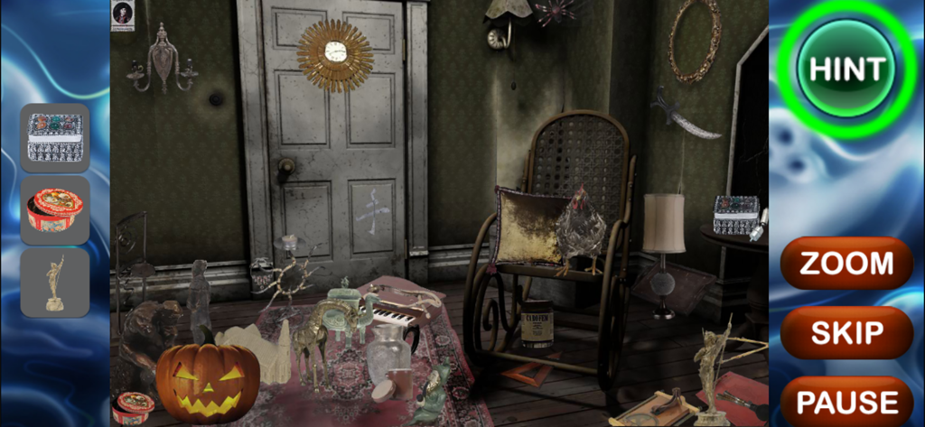 Haunted House Hidden Objects - Una habitación espeluznante llena de objetos en el juego Objetos Ocultos Casa Embrujada