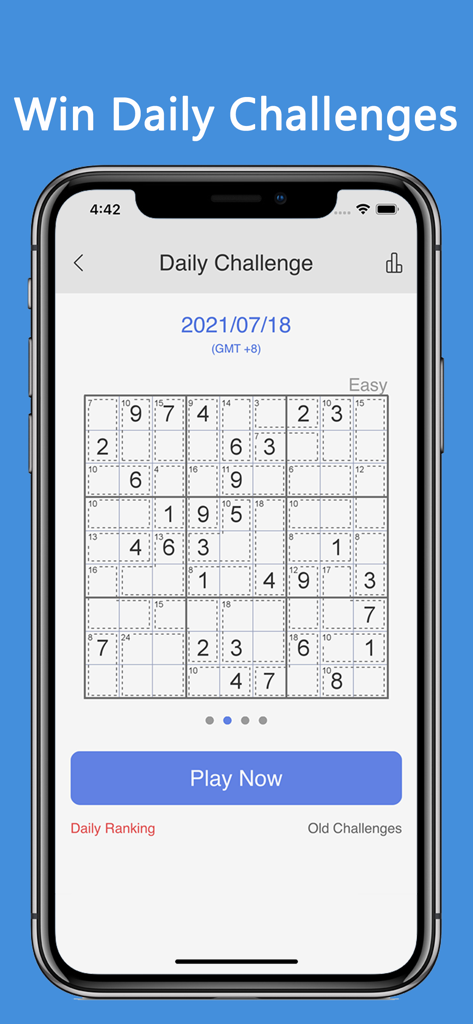 Killer Sudoku mobile app screen showing a daily challenge logic puzzle.
