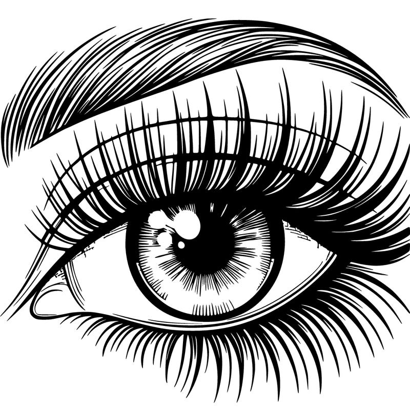 an beautiful realistic eye with long lashes