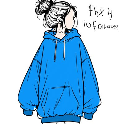 realistic girl with a oversized sweatshirt on and a bun