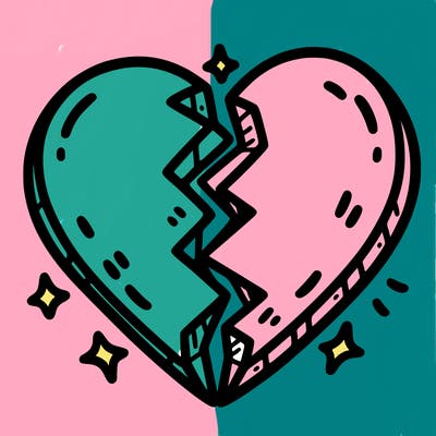 split in half heart