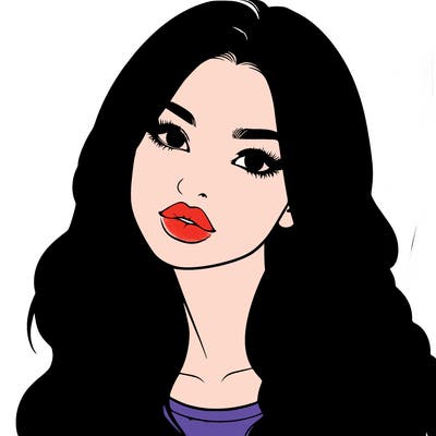 realistic girl with hair on her hair and lips