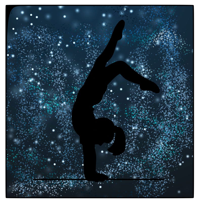 gymnastics doing a handstand also a girl