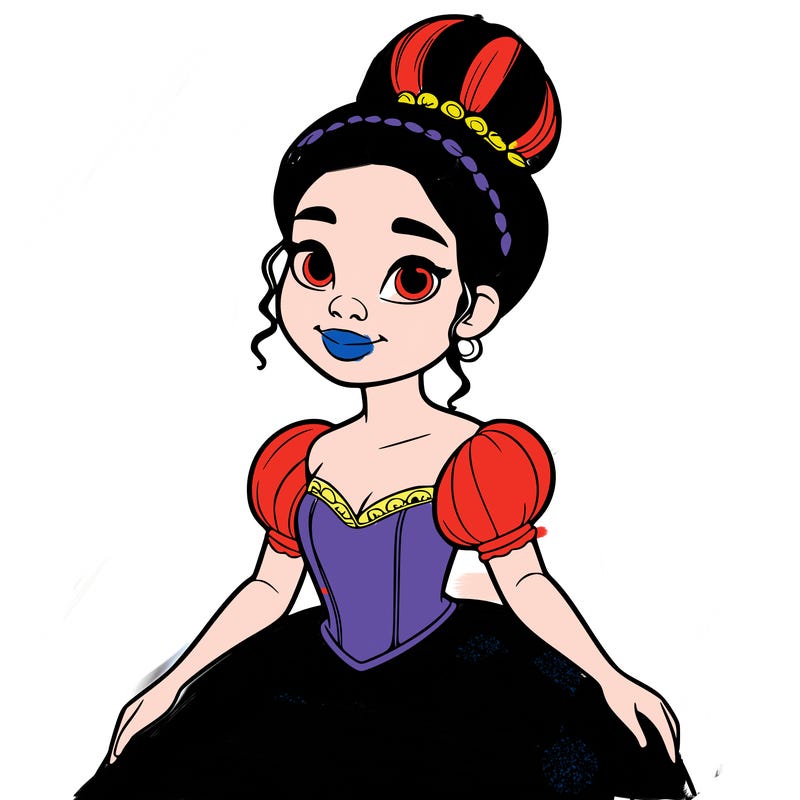 a single african american woman with a bun and a realistic fairy tale dress