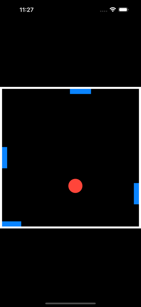 1-2-3-4 Player Ping Pong - A retro-style 4-player ping pong game with blue paddles and a red ball on a black background.