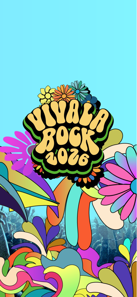 VIVA LA ROCK 2026 - Colorful psychedelic logo for the Viva La Rock 2026 music festival app