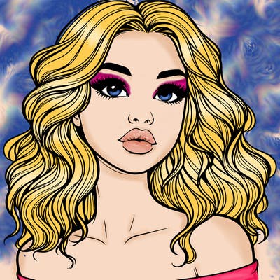 realistic girl with wavy hair and lips