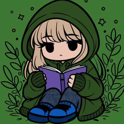 girl in oversized hoodie reading a book