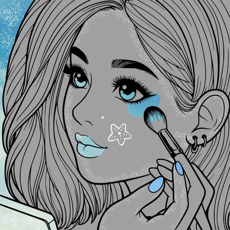 a realistic girl doing her makeup