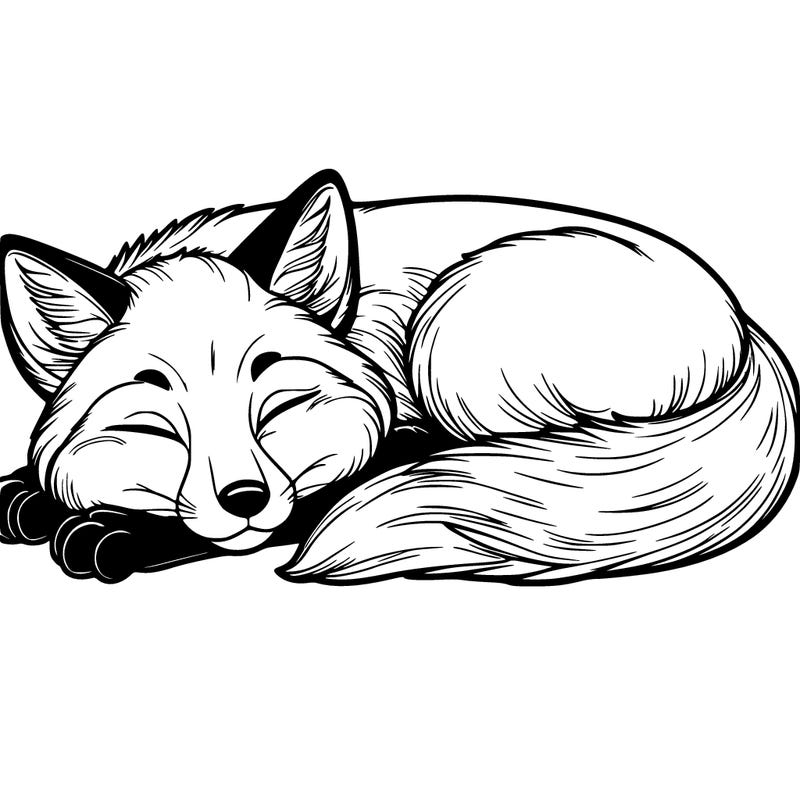 realistic sleeping fox