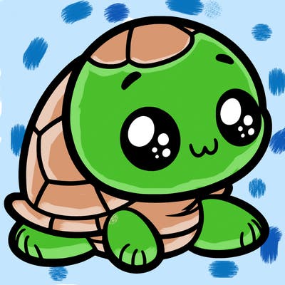 cute little animated turtle