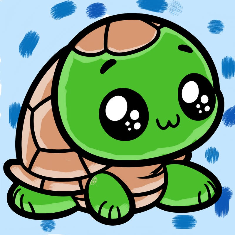 cute little animated turtle