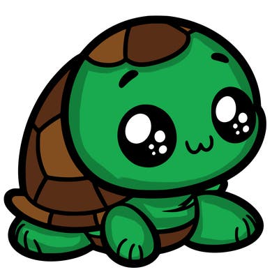 cute little animated turtle
