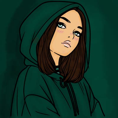 a realistic girl in a hoodie