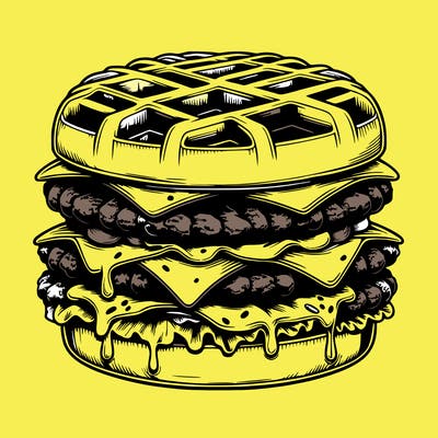 realistic waffle burger