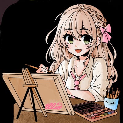 manga girl doing art