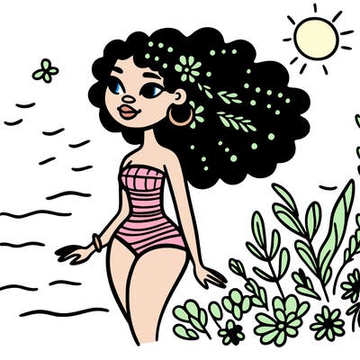 african woman in a swimsuit