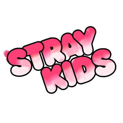 bubble letters saying stray kids