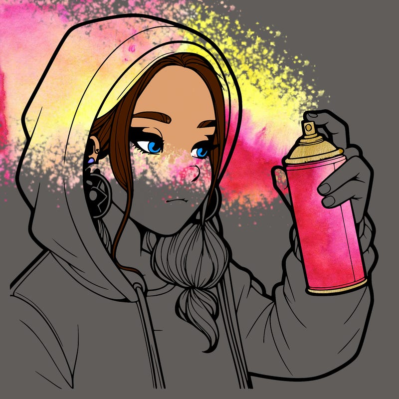 a realistic girl, spray painting