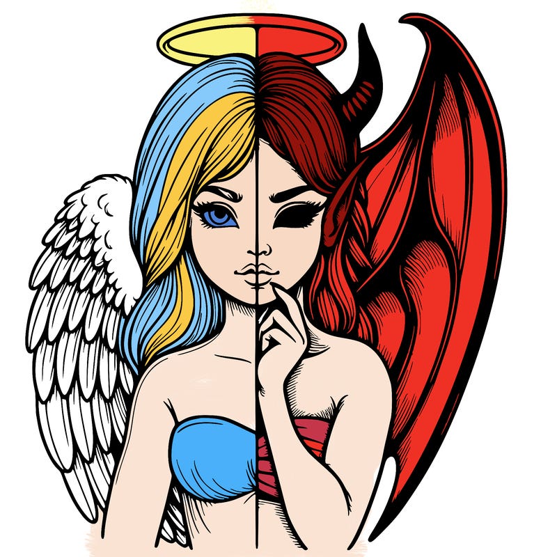 realistic angel half demon