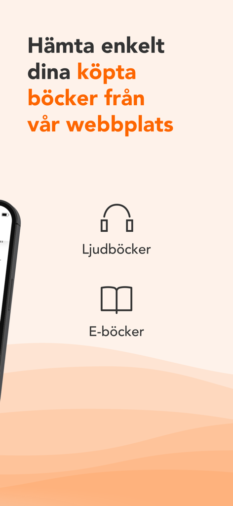 Bokus Reader app screen for syncing purchased audiobooks and ebooks