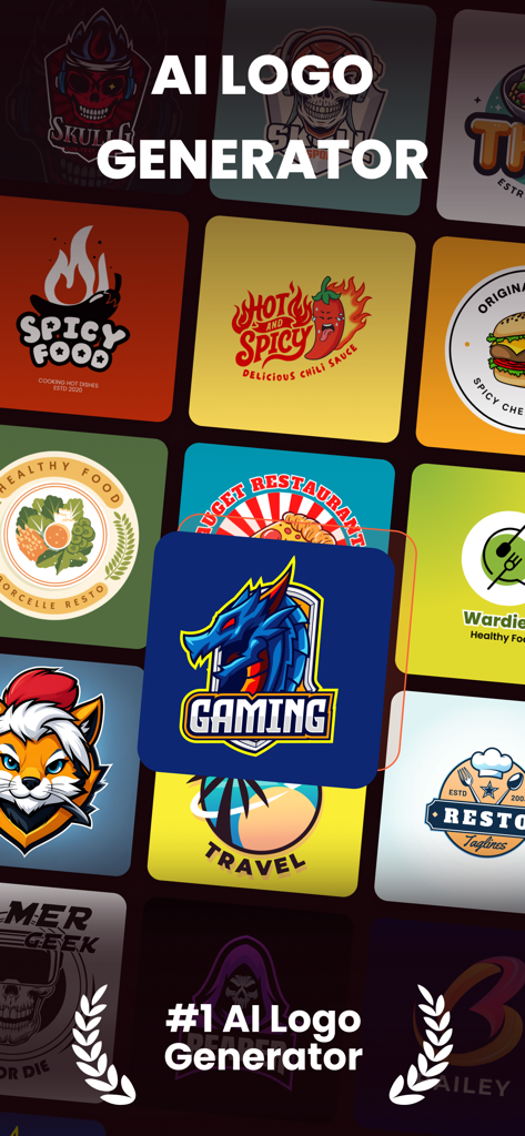 AI Logo Maker • Logo Generator - ゲーミング、フード、旅行ビジネス向けのAI生成ロゴのコレクション