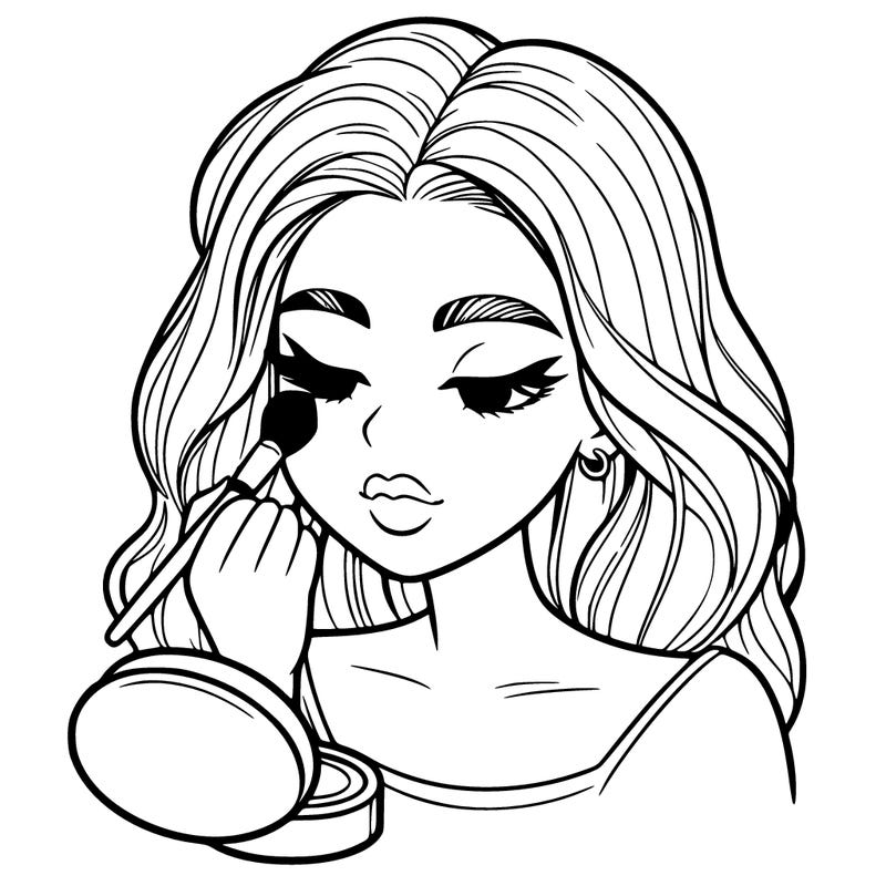 a realistic girl doing her makeup