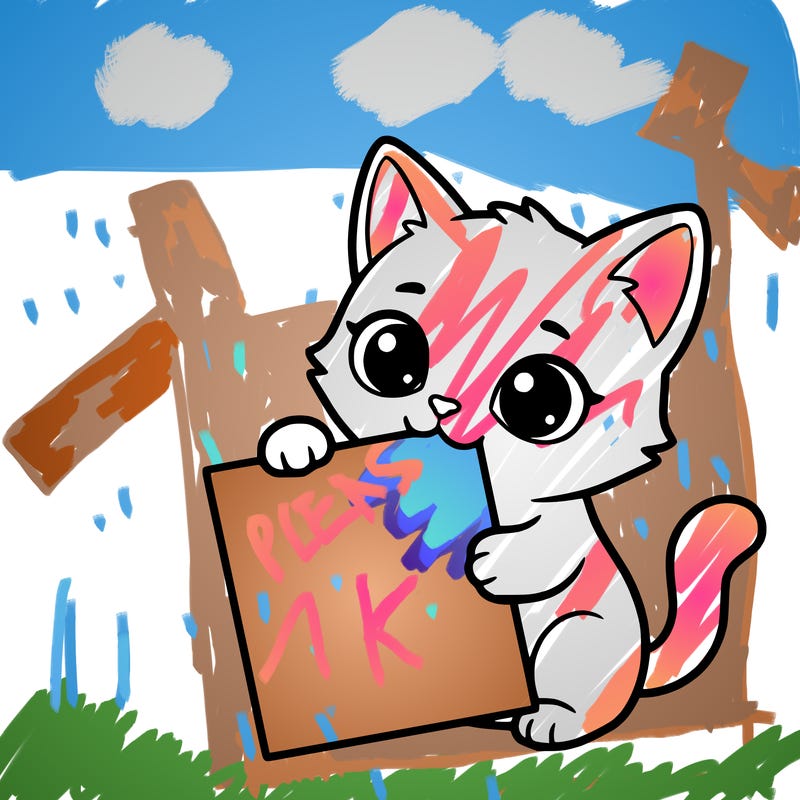 a small cat with a blank sheet of paper in its hand. the cat is sooooooo cute!