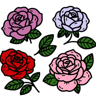 cute four pieces roses