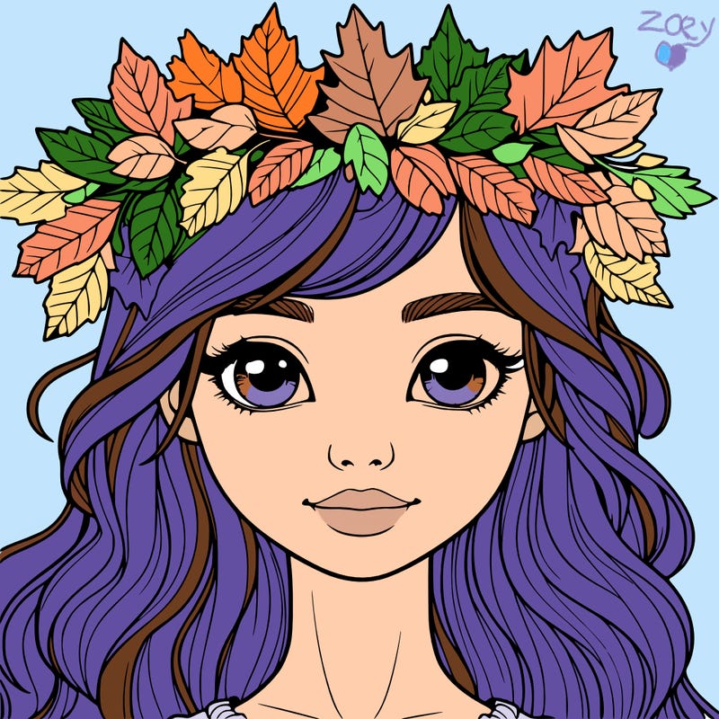 realistic girl with fall leaf crown