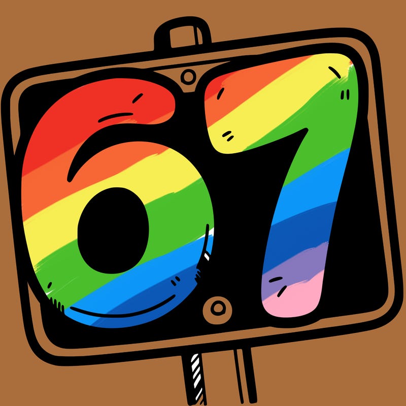 a sign that says 6 7