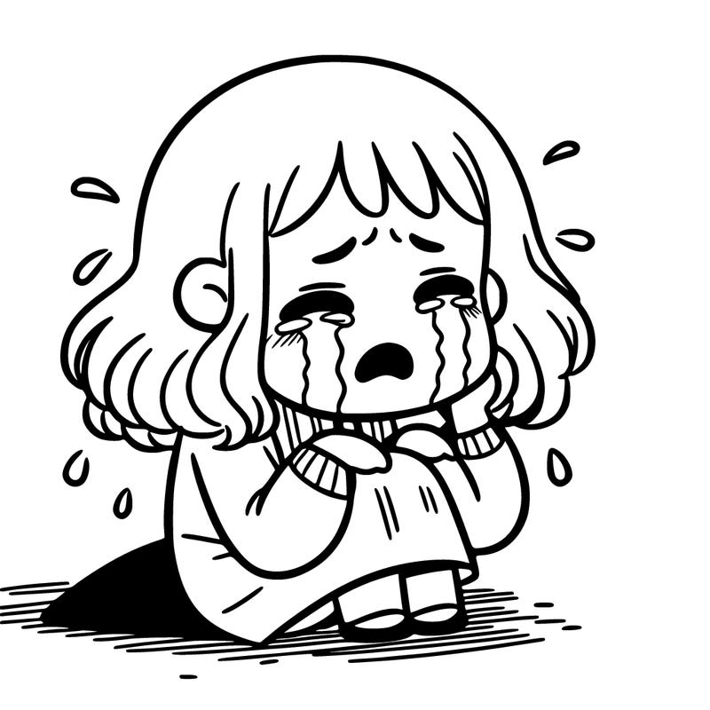 a girl crying on the floor