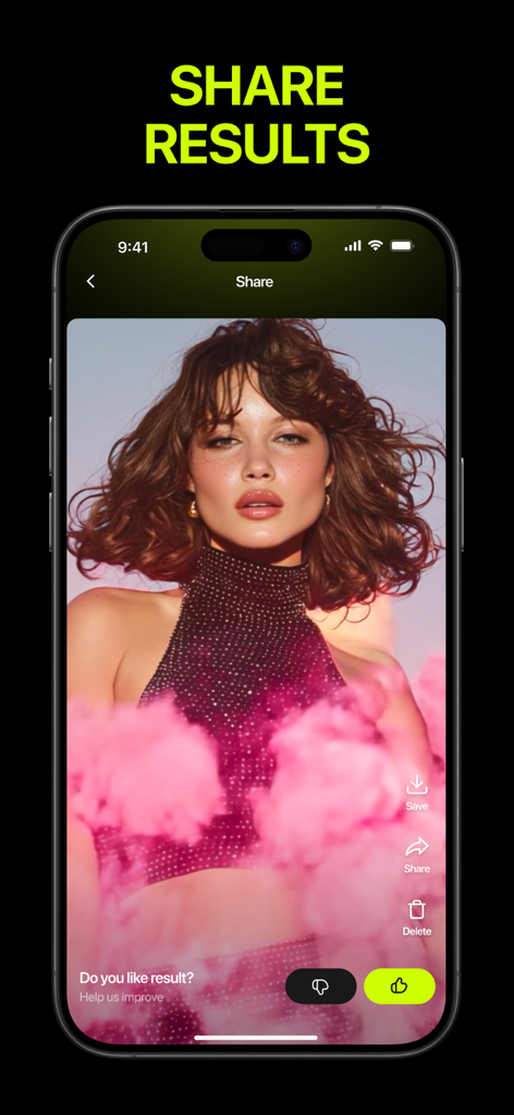 HG - AI Video Generator - Die Benutzeroberfläche der HG AI Video Generator App zeigt ein filmreifes Videoergebnis und Freigabeoptionen