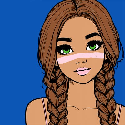 realistic girl with braids