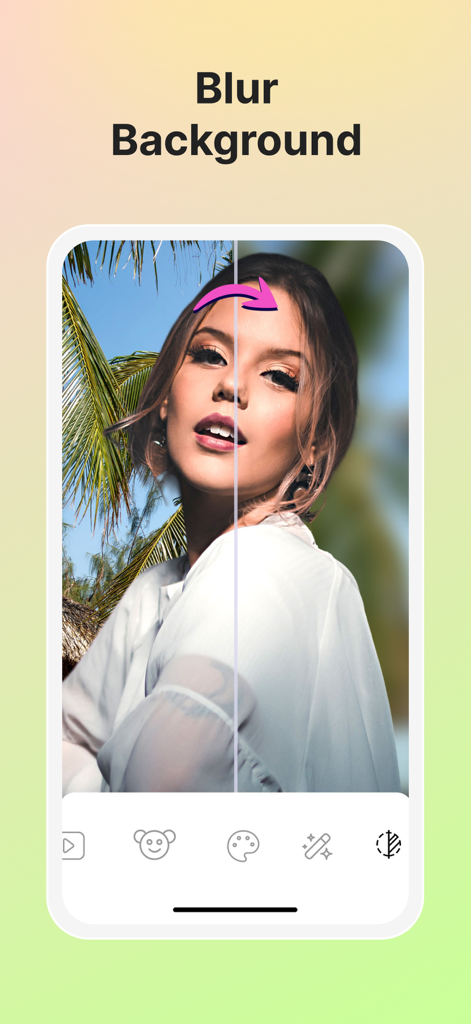 Vivid - AI Photo Enhancer - Una comparación lado a lado de un retrato con y sin desenfoque de fondo usando Vivid AI