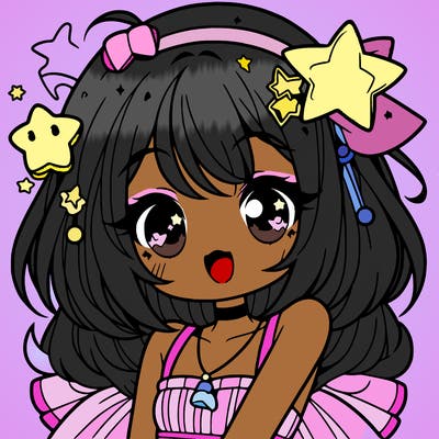 cute anime girl with star accessories