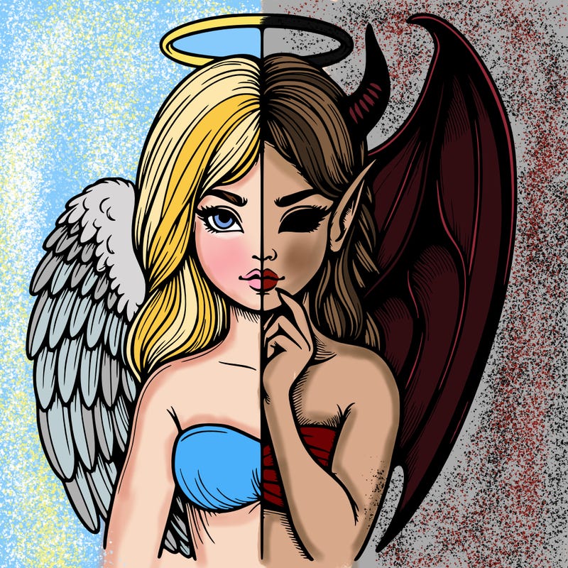 realistic angel half demon