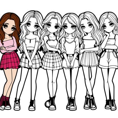 a group of girls realistic