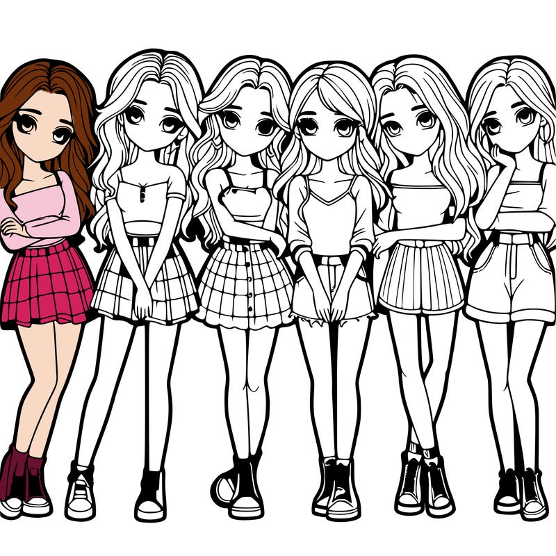 a group of girls realistic