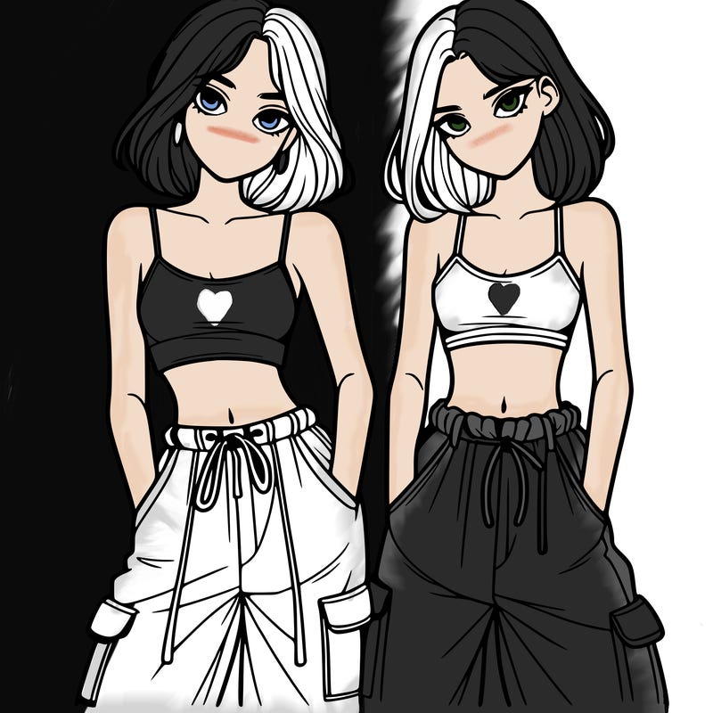 two girls with crop top with baggy pants