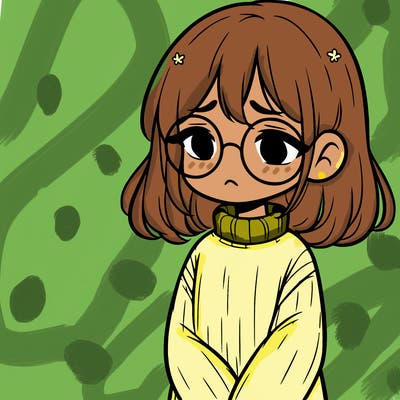 sad girl with glasses in a sweater