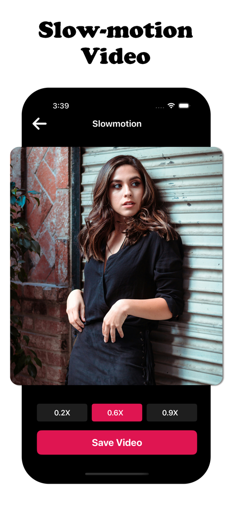 Bildschirm der HD Video Downloader App, der die Einstellungen zur Konvertierung von Zeitlupenvideos mit Geschwindigkeitsoptionen und einer Speichertaste zeigt