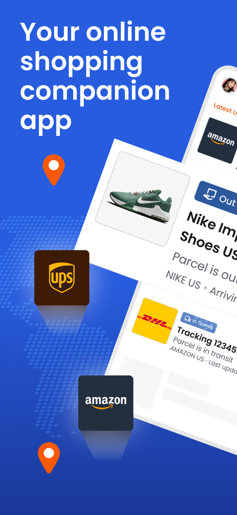 Parcel Monitor Track - Parcel Monitor app interface displaying package tracking status and major carrier logos