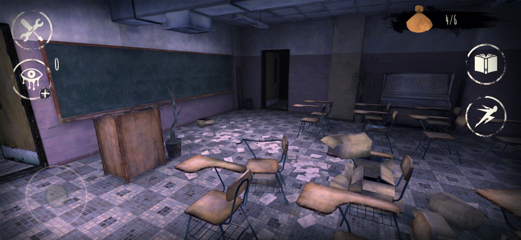Eyes Horror & Coop Multiplayer - A dark and creepy abandoned classroom in the Eyes Horror mobile game