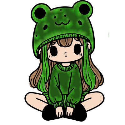 a girl wearing a frog hat and some frog socks