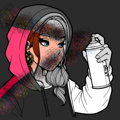 a realistic girl, spray painting