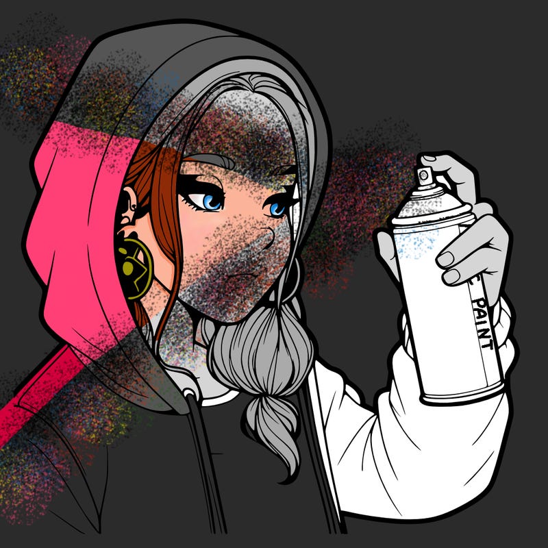 a realistic girl, spray painting