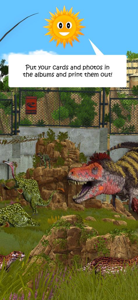 Dinosaurs & Ice Age Animals - Dinosaurs and prehistoric animals in an educational game environment with a print feature notification